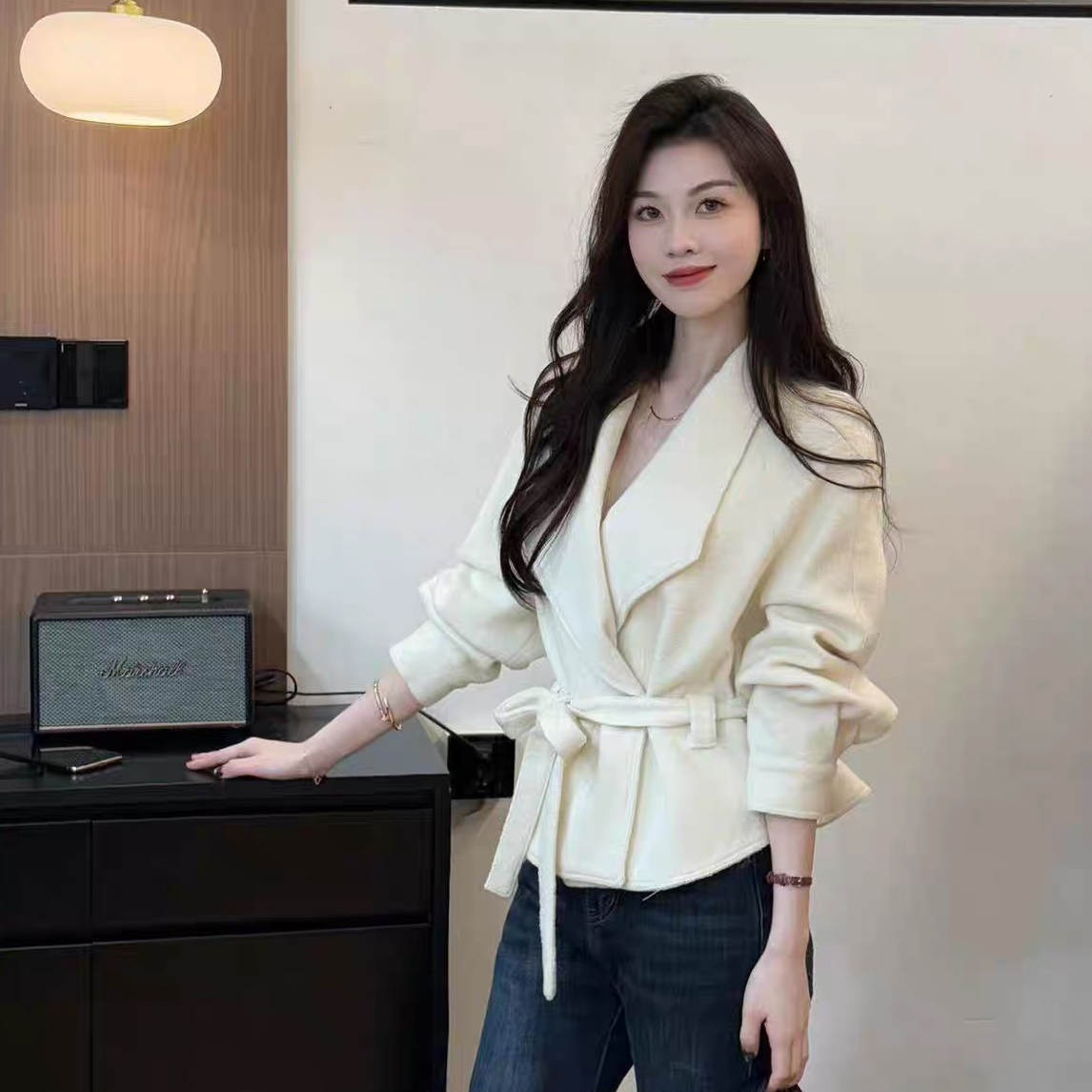 620 法式设计感翻领气质毛呢短外套外7-2