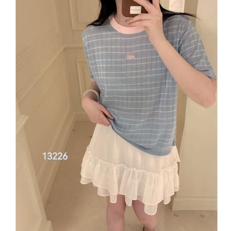 13226（部分无水洗唛，介意慎拍）CHUXUN新款撞色条纹短袖