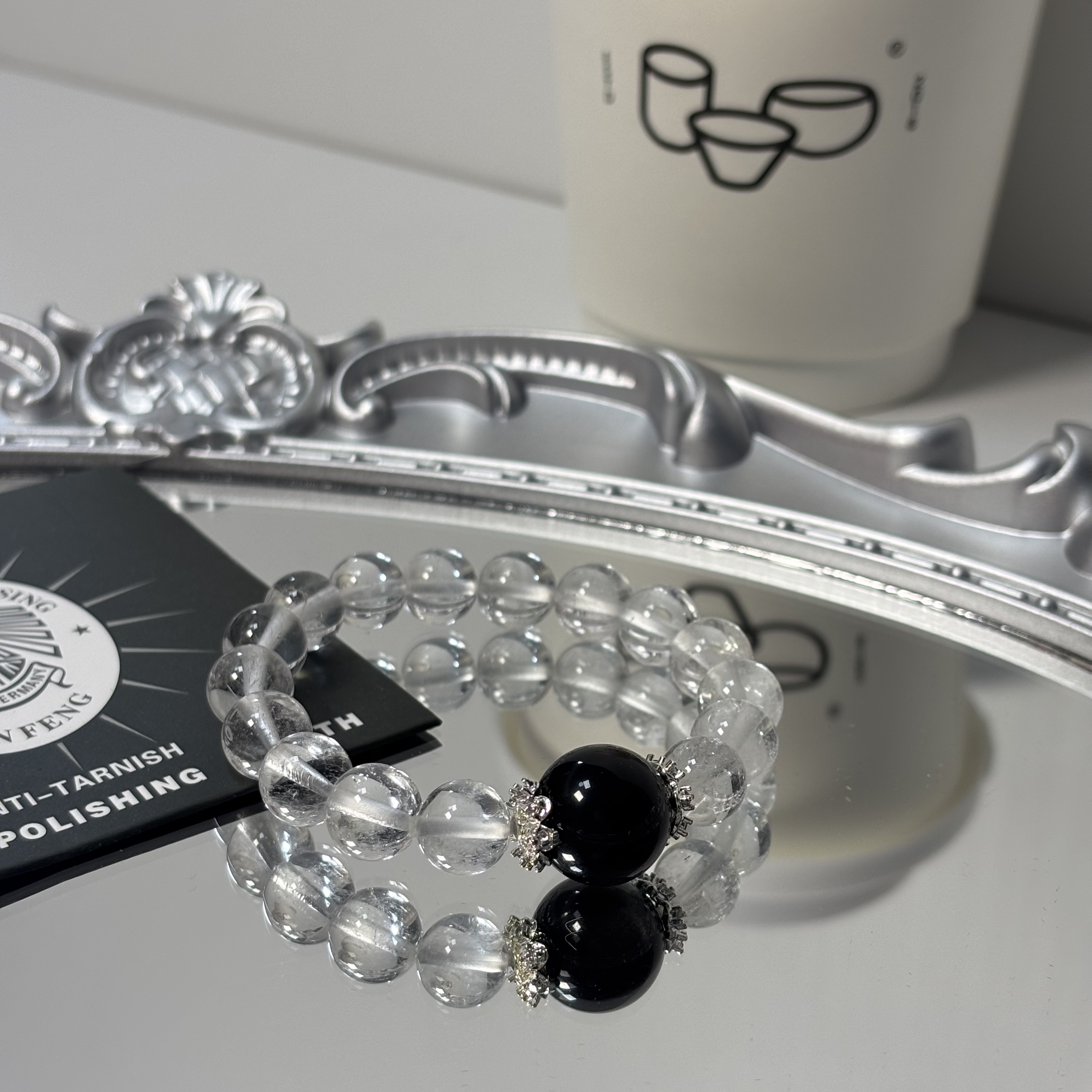 【周大宜】天然白水晶原创设计手串超爆款银耀石礼物手串ZDYSJ00023