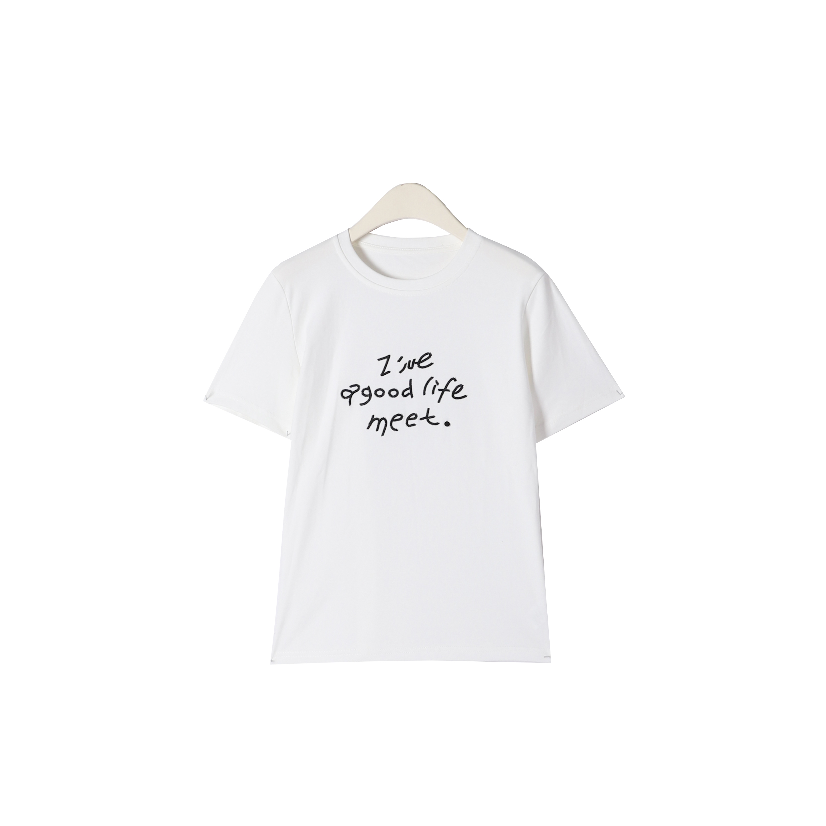 （一一）简约舒适字母圆领气质显瘦短袖T恤 W69012