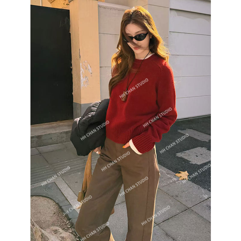HH.CHAN “能量主” 100%满分绵羊毛新年红针织毛衫HH55G42025-KK