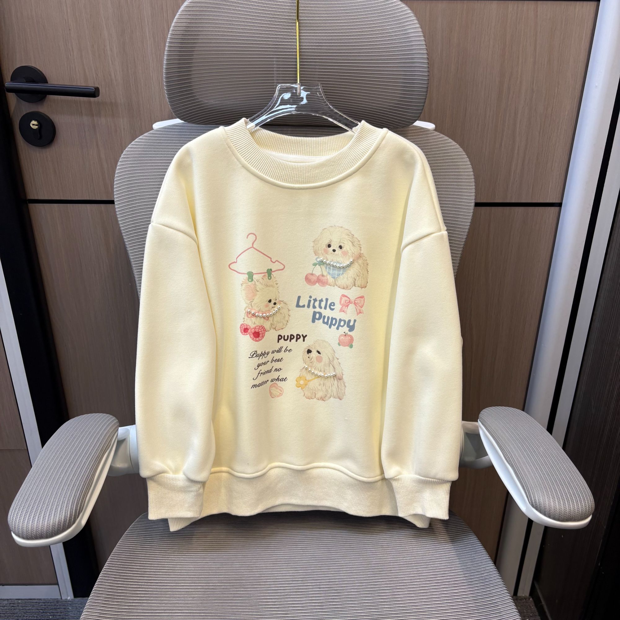 【清货】冬款洋气珍珠小狗印花加绒女童圆领卫衣  F281 281 R