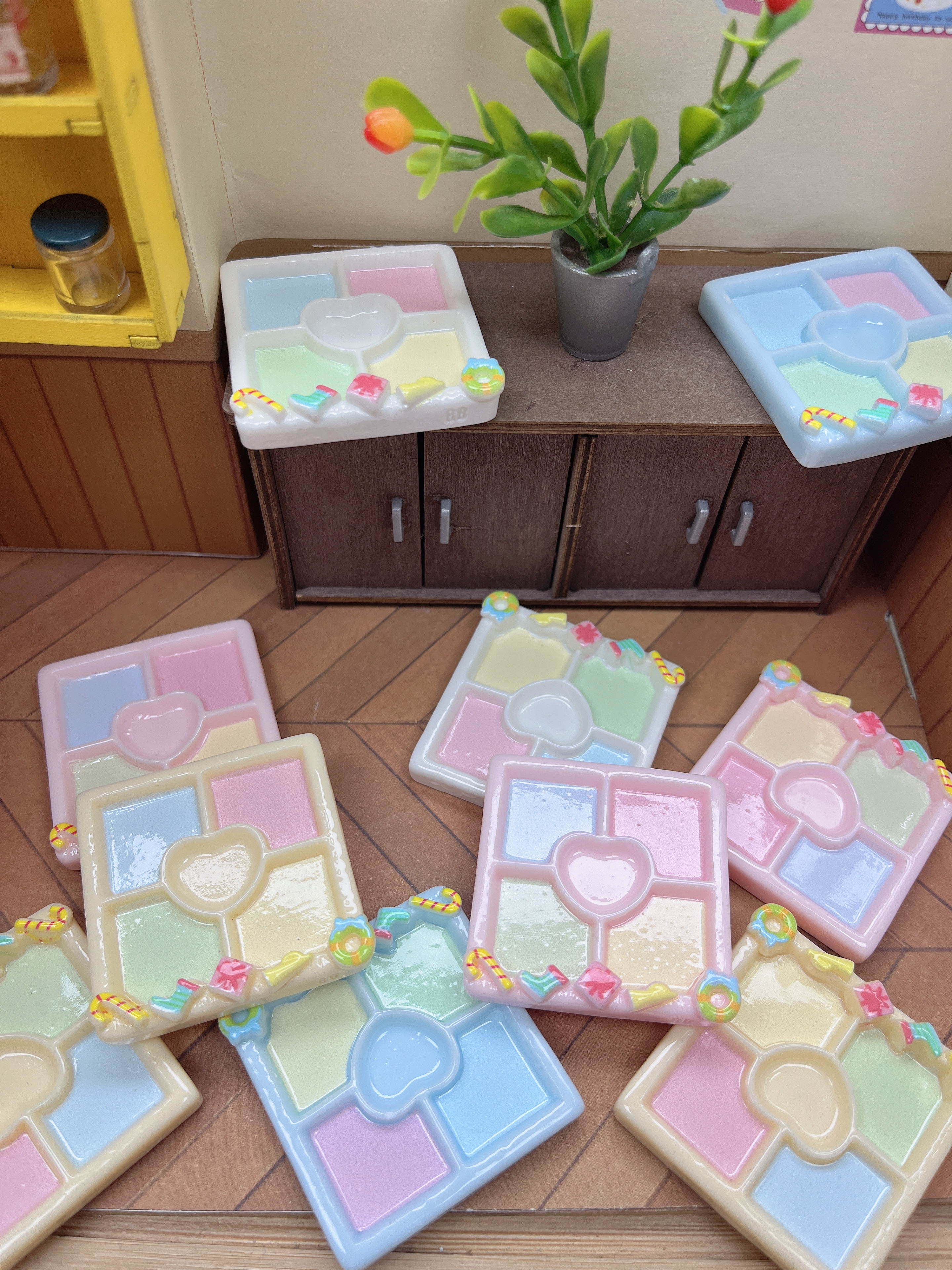 【彬彬定制-五宫格盘子】卡通树脂diy配件摆件食玩树脂盘子底托盘子