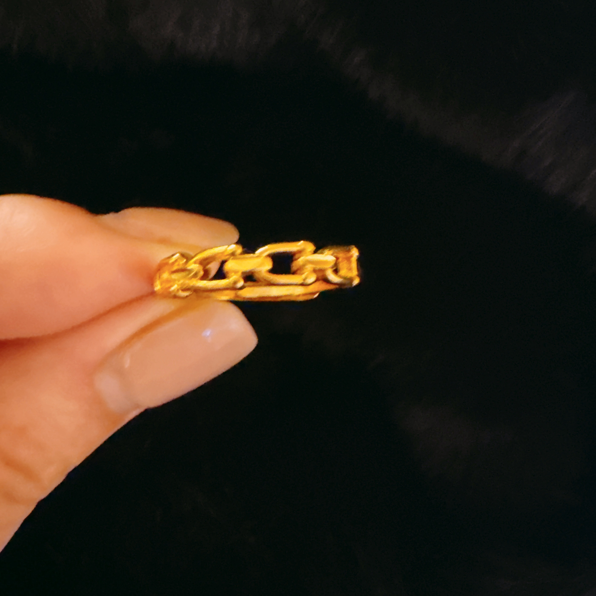 铜合金戒指 字印5G空心活口风环环相扣链条生日礼物送女友