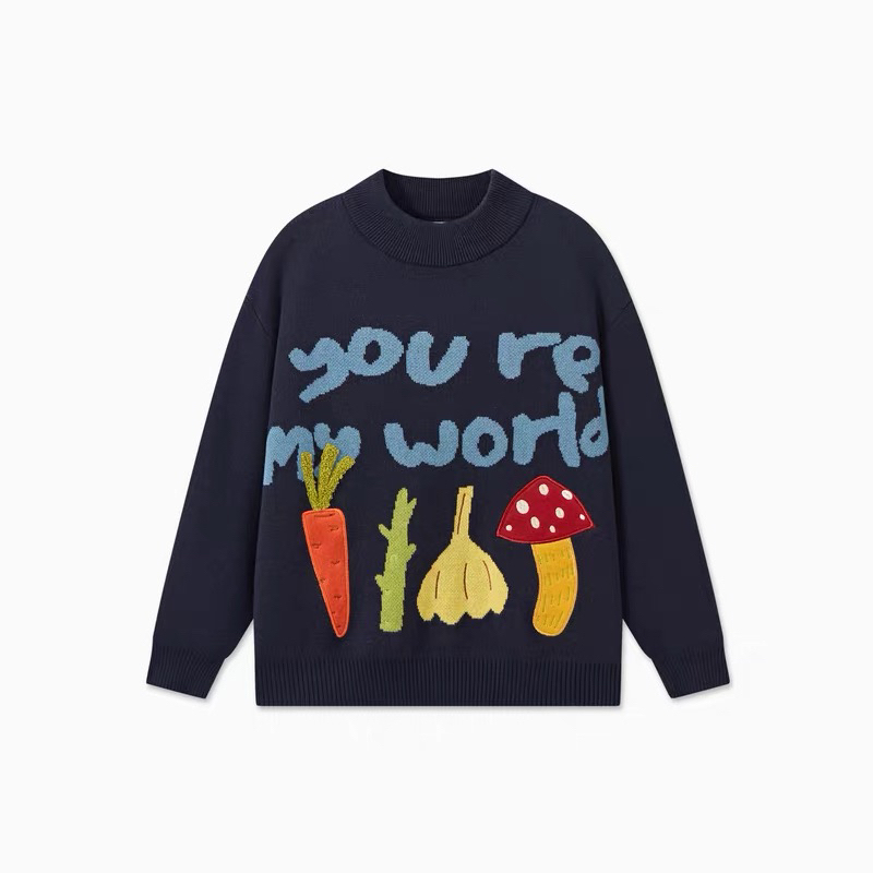 棉线冬季新品学院风潮酷休闲字母保暖半高领儿童毛衣