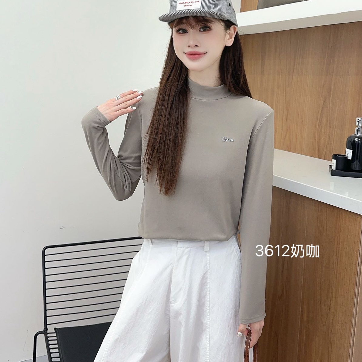 D248嘉炫半领蝴蝶结打底暖肤衣3612