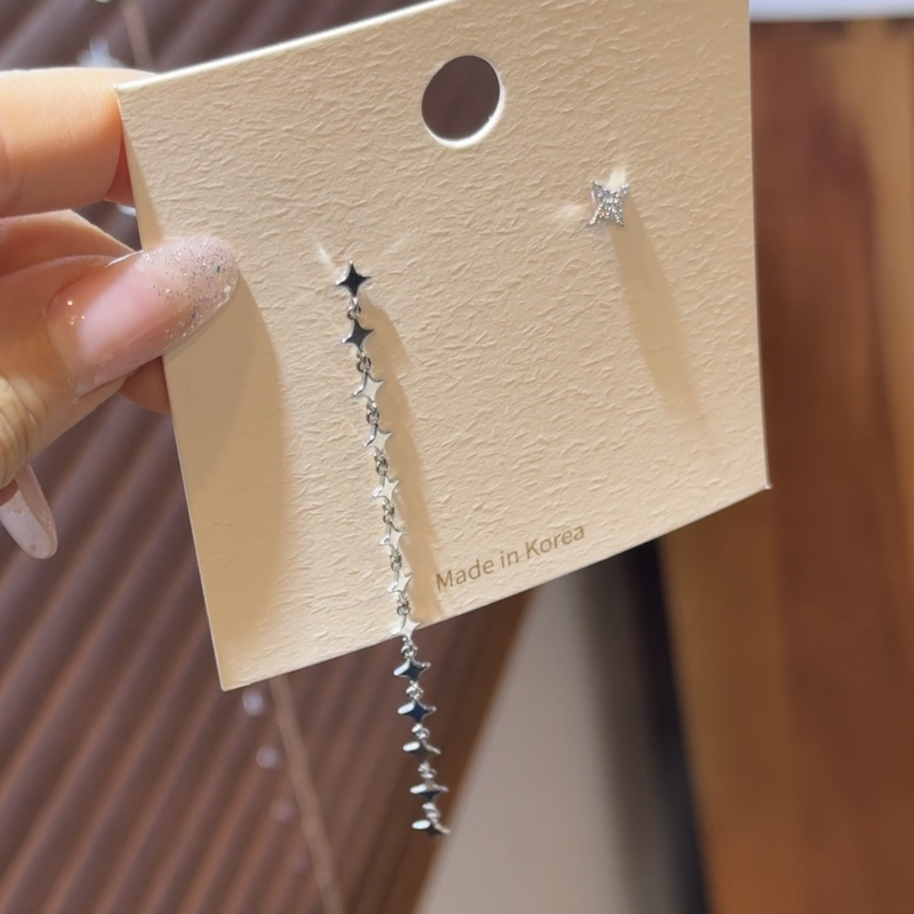 925银合成锆石耳饰 12500不对称星芒银耳钉