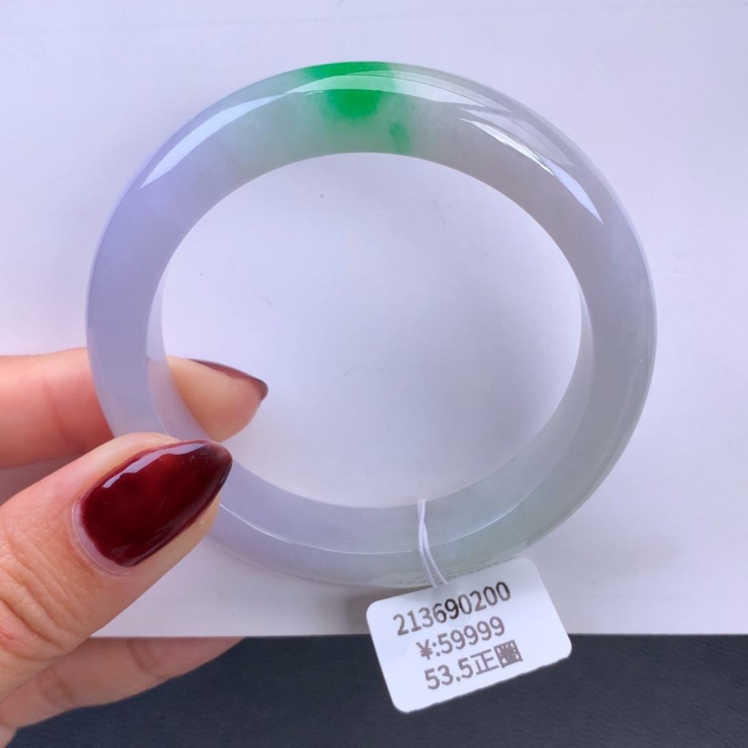 翡翠手镯未镶嵌糯冰紫底飘翠手镯