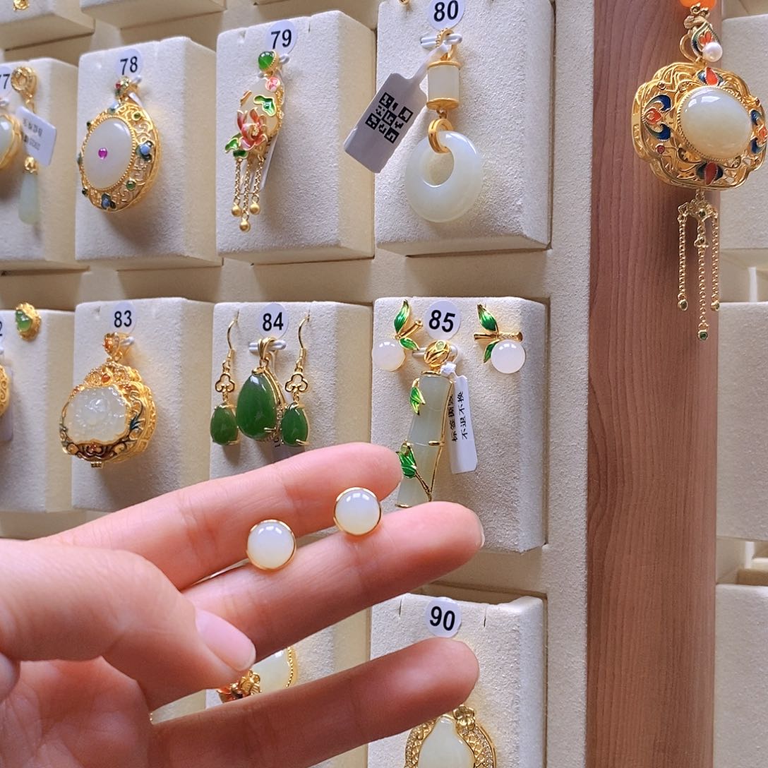 和田玉颈饰银S925镶嵌