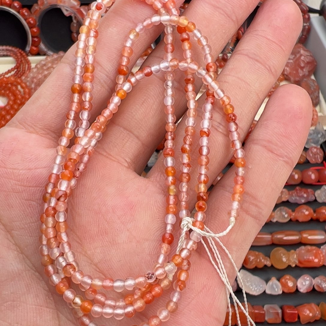 南红玛瑙未镶嵌颈饰糖果色米链2.9mm