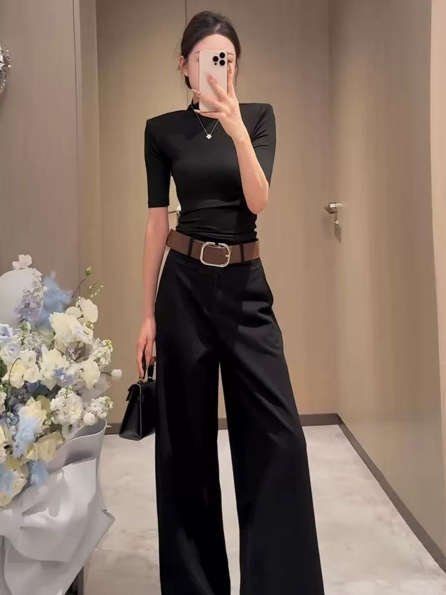 6851加厚显瘦两扣阔腿裤外2地