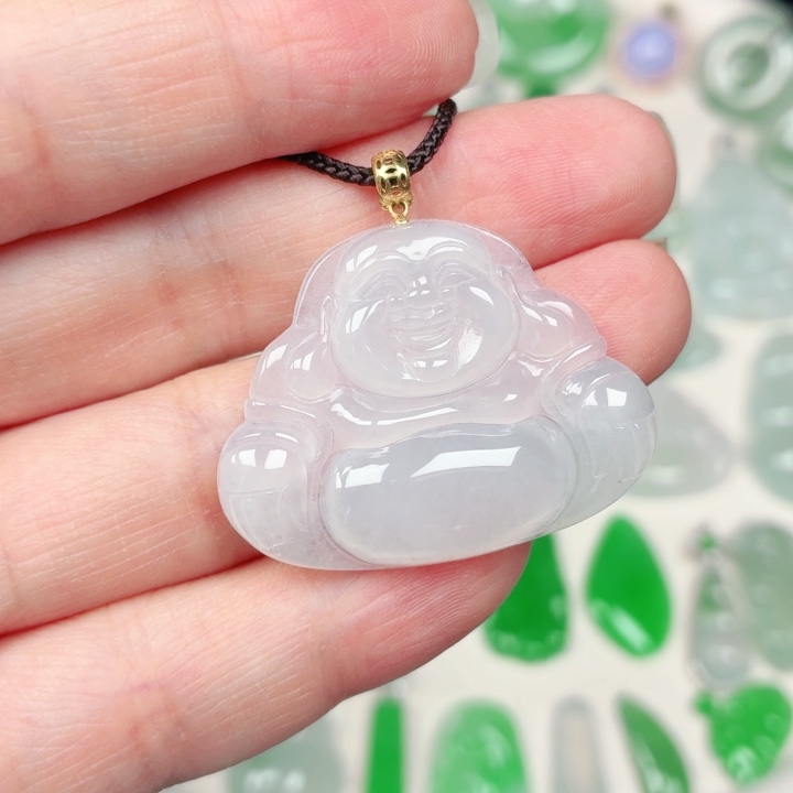 颈饰18K金镶嵌翡翠缅甸天然A货翡翠