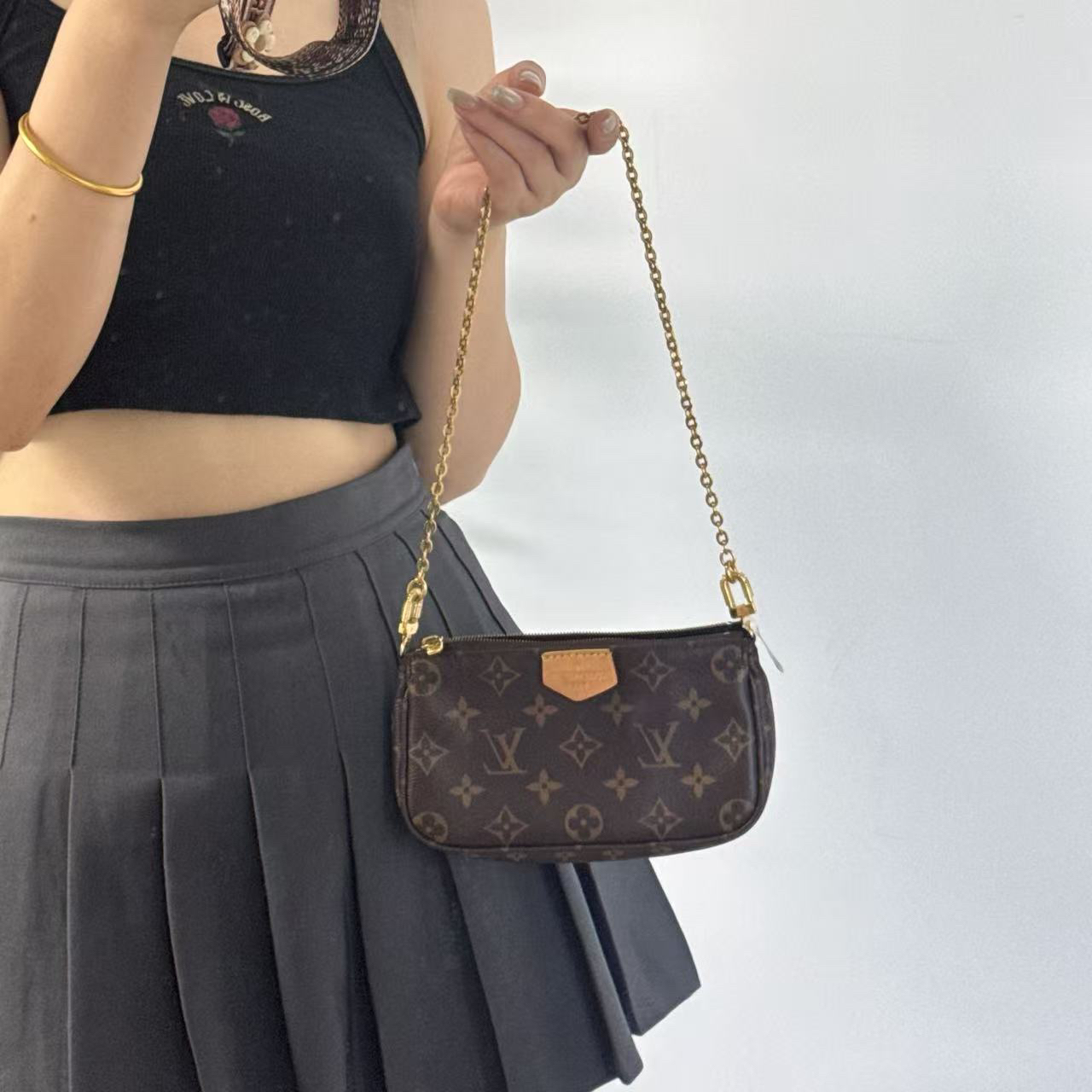 95新 LouisVuitton/路易威登 LV老花斜挎手提/95新