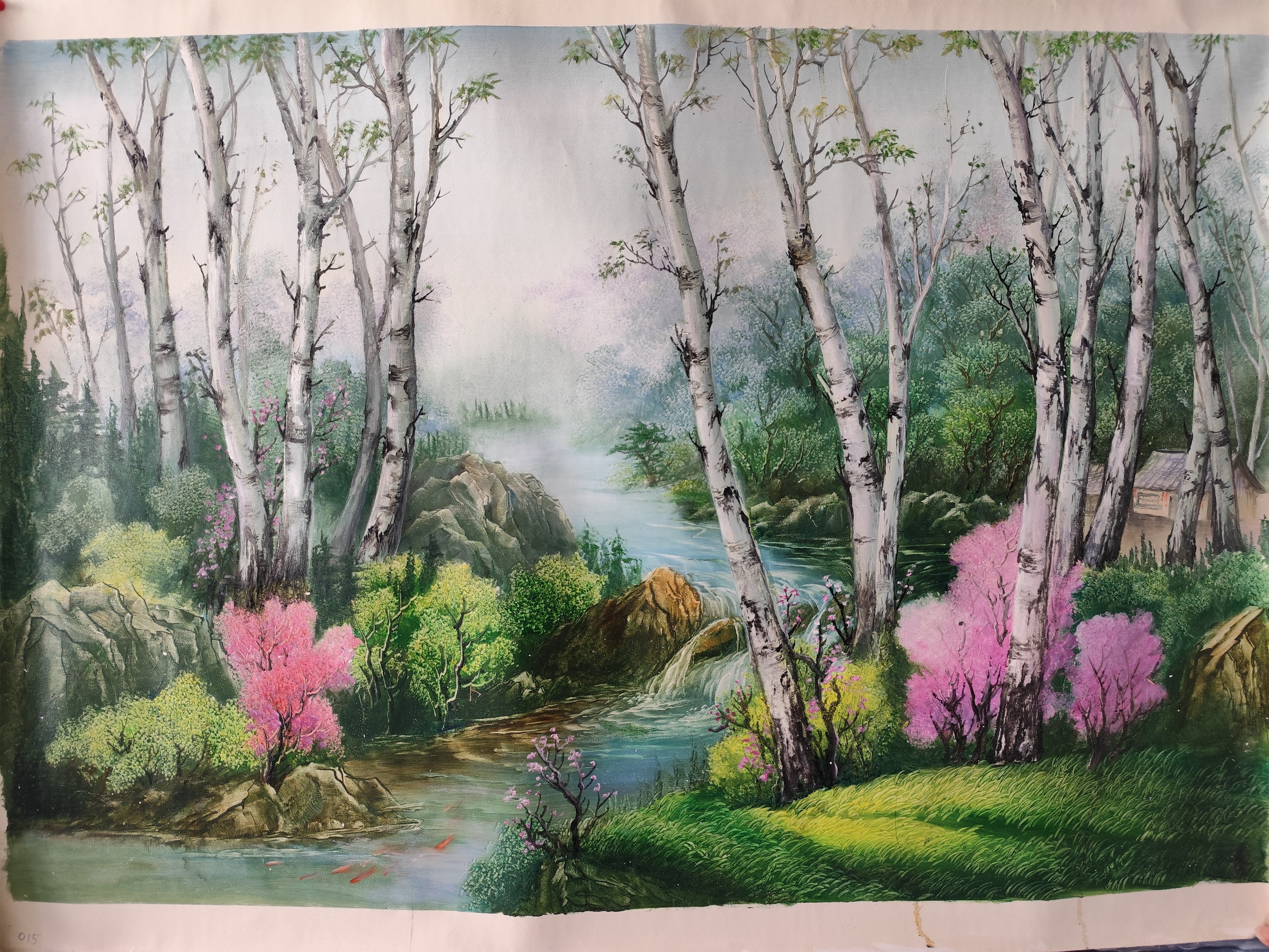 刀画家居装饰画卧室书房玄关风景山水沙发背景民居别墅60+90公分