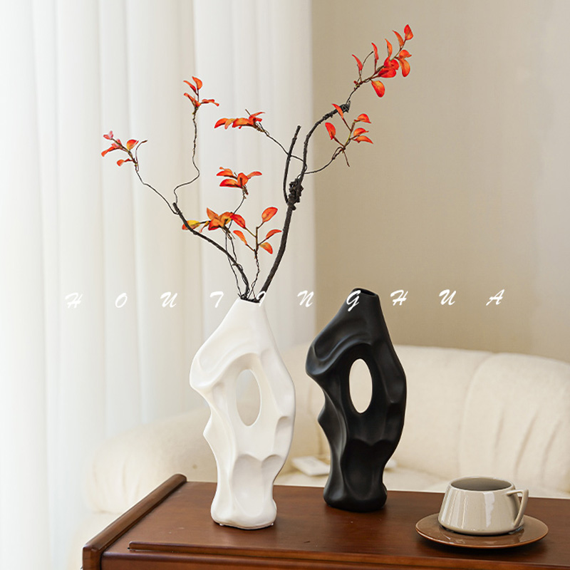 北欧ins侘寂风雕塑陶瓷花瓶干燥花插花瓶抽象艺术桌面饭厅家居摆