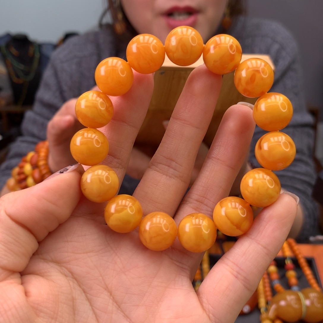 蜜蜡手串未镶嵌天然