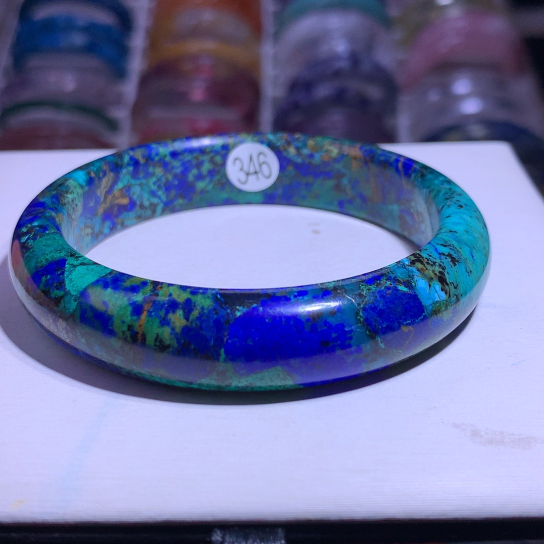 水晶银S925镶嵌手镯蓝铜矿60.5圈346