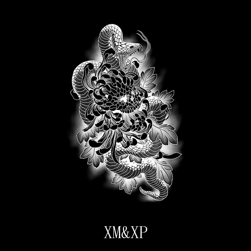 XM&XP 黑曼巴 半臂草本纹身贴防水女持久男半永久仿真刺青果汁