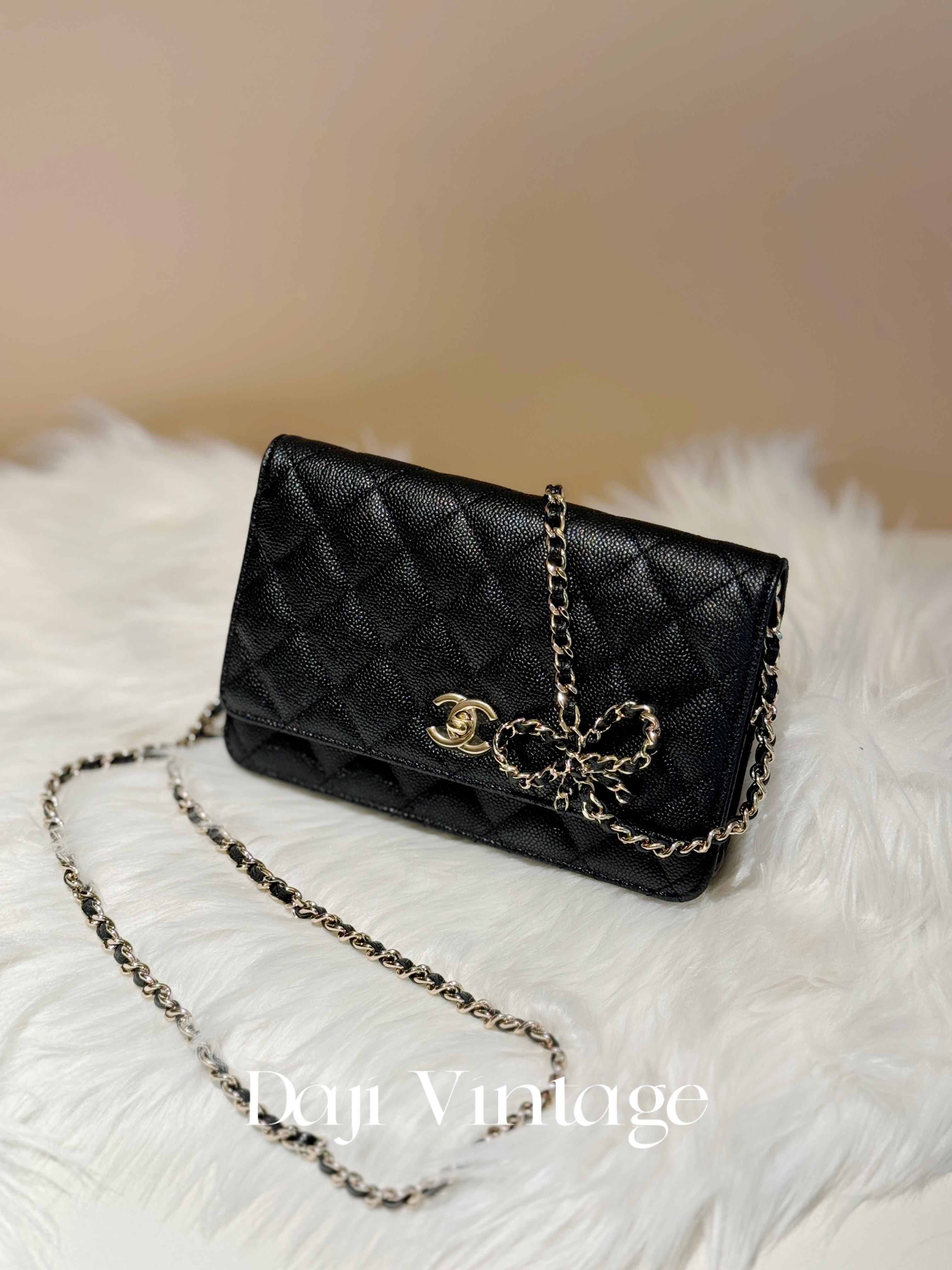 99新 Chanel/香奈儿 大吉中古/sh/金扣蝴蝶结链条斜挎包