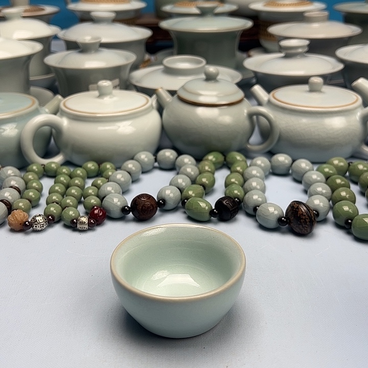 杯天青釉压手杯原矿原釉原产地