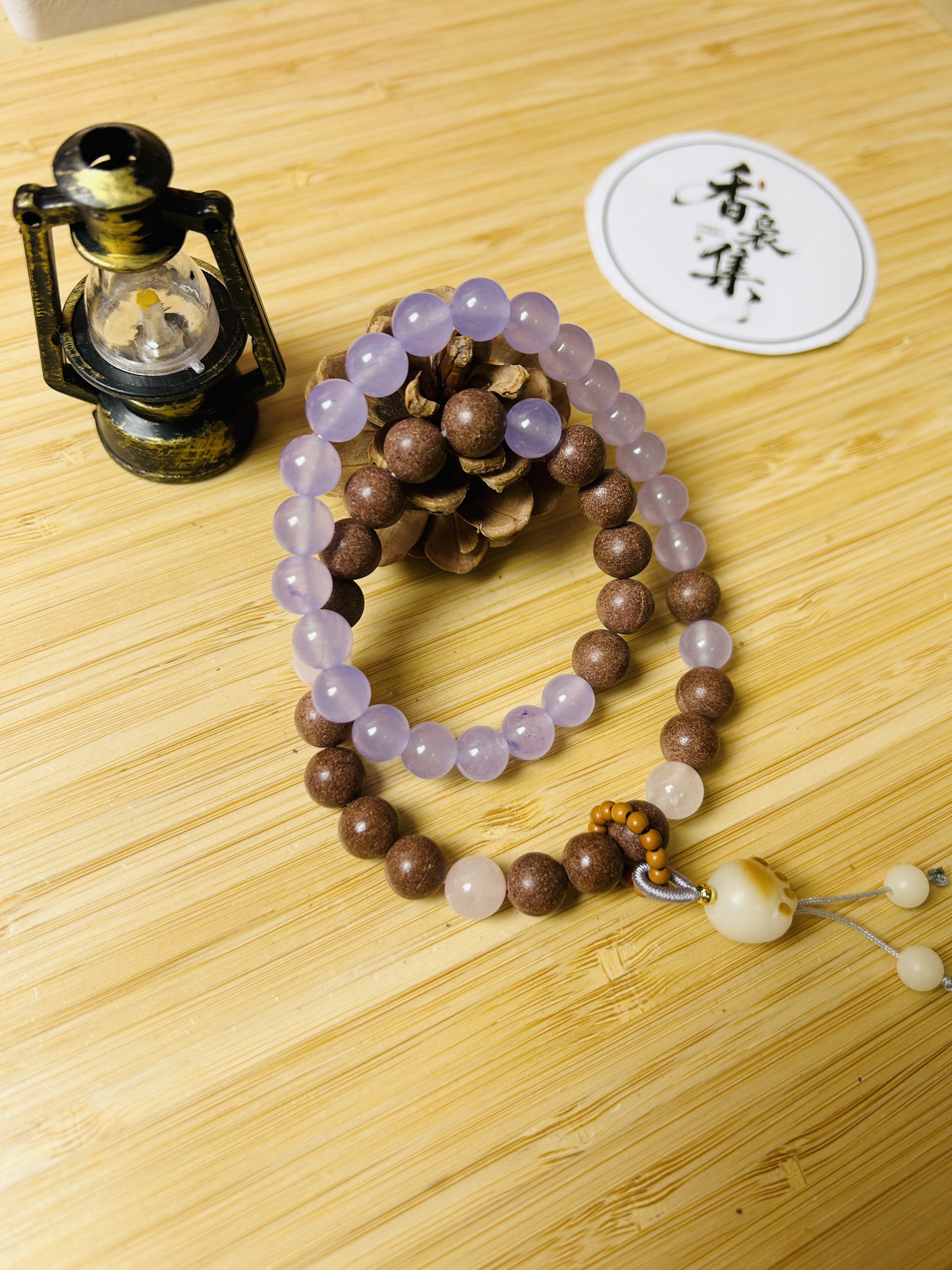 非金属木质手链 玫瑰香方双圈款式