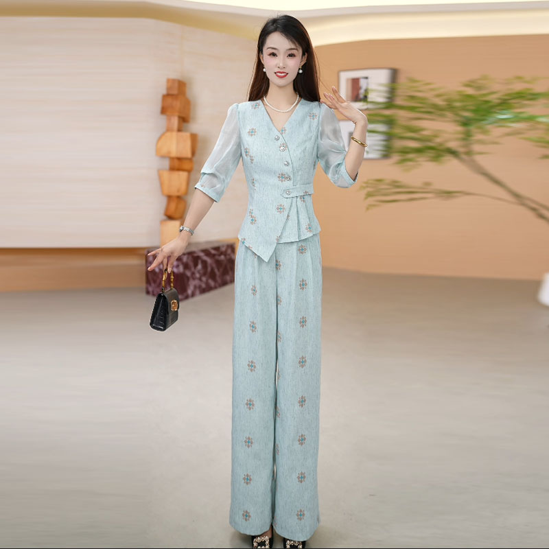 【两件套】夏季时尚女神修身洋气宽松气质休闲百搭显瘦减龄女装套裤