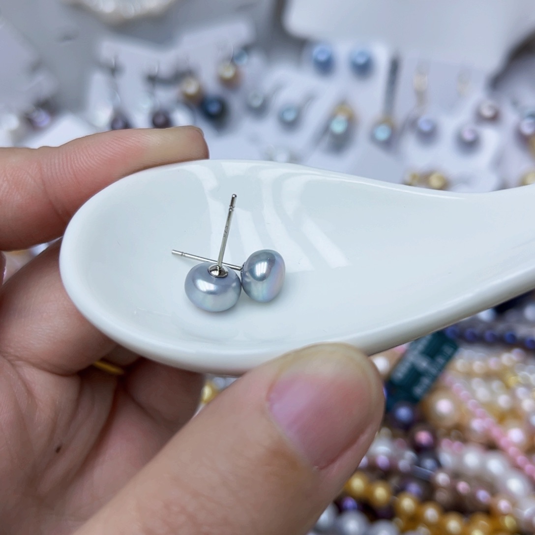 淡水珍珠耳饰银S925镶嵌