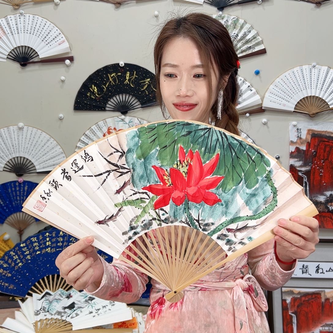 书法九五寸玉竹-文玩扇-手写-粘好发出