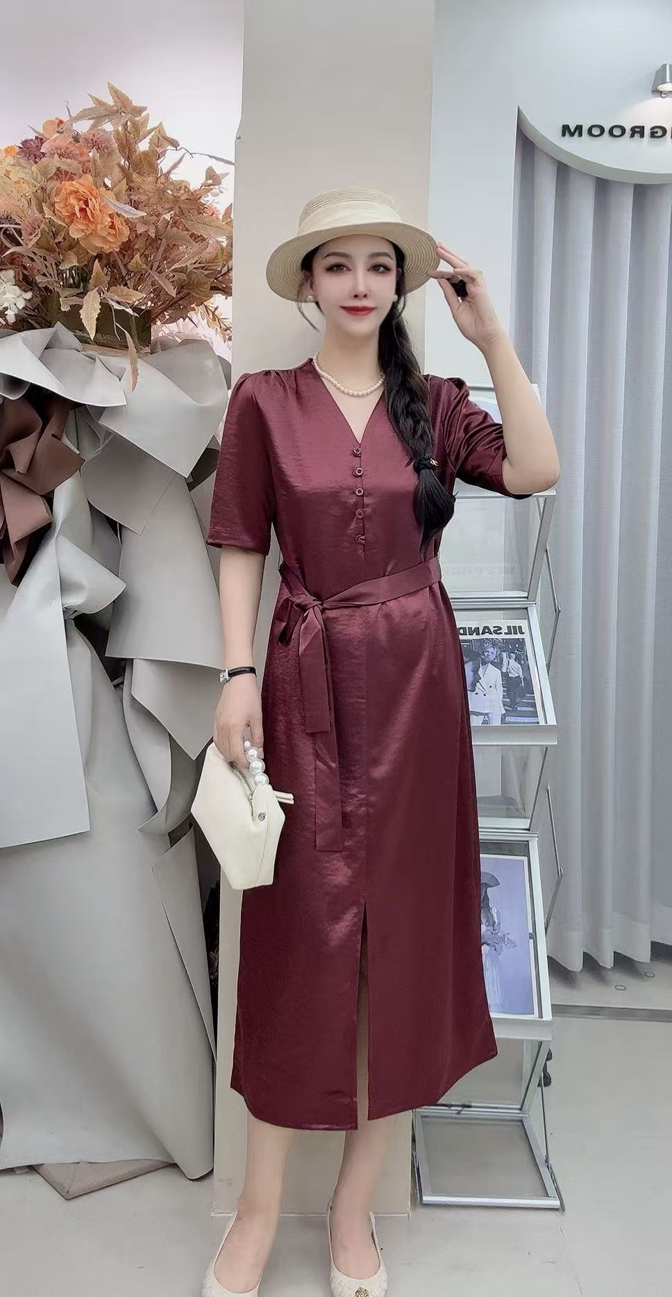 766 【断码轻奢款 送丝带】夏季新中式气质百搭显瘦礼服连衣裙 YS