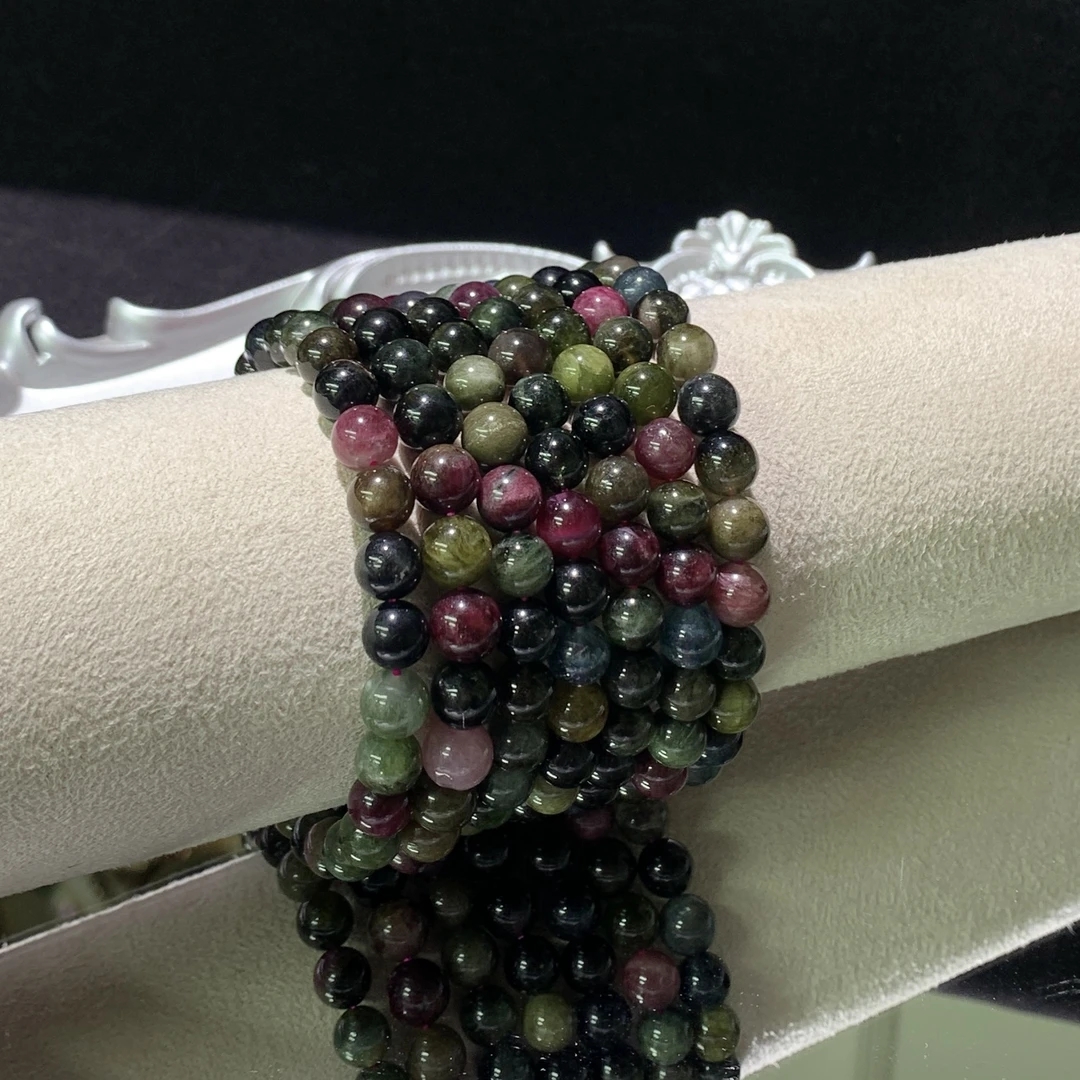 1870轻奢珠宝单圈手链手串碧玺手链绿色彩色妈妈多样性发1