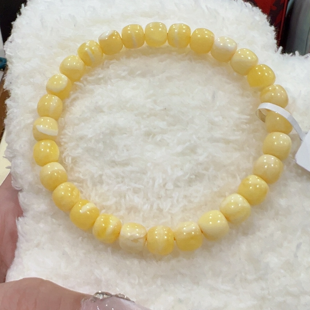 蜜蜡手链未镶嵌7.5m奶白花手串