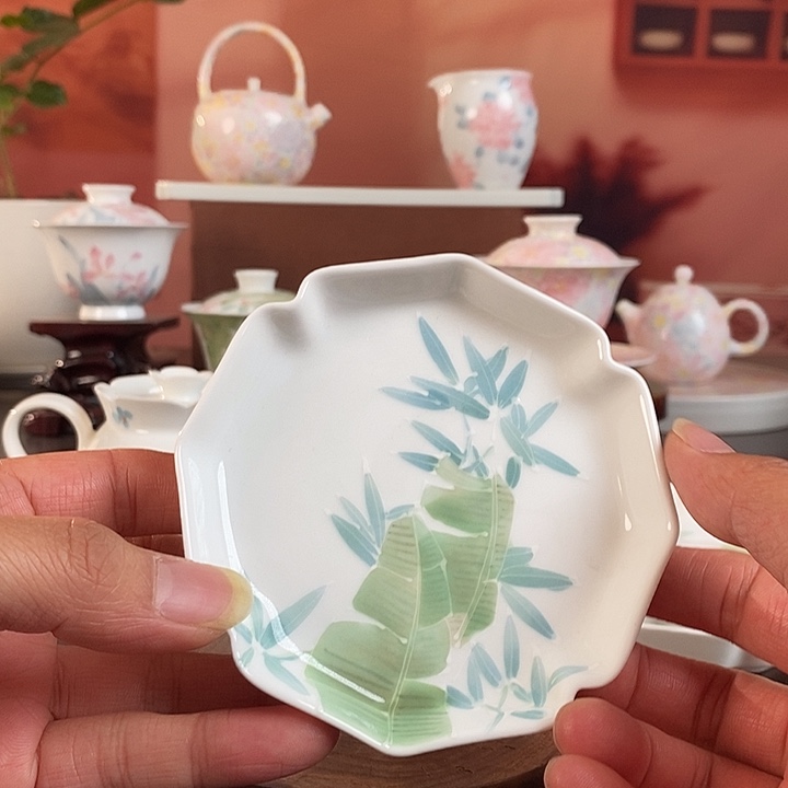 杯垫手绘釉下彩高温