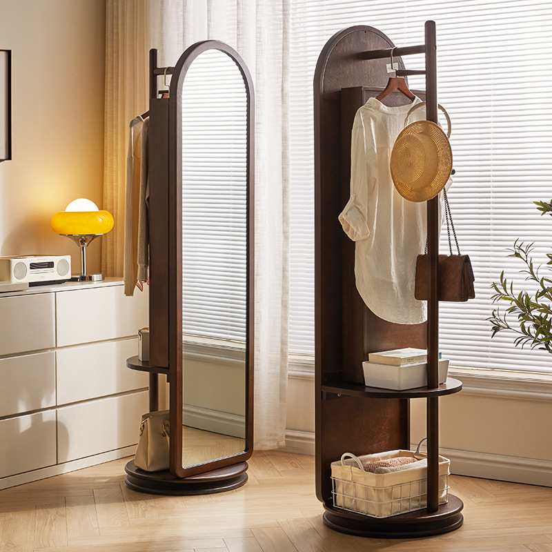 实木穿衣镜转旋全身镜家用衣帽架镜卧室试衣实木镜客厅落地穿衣镜