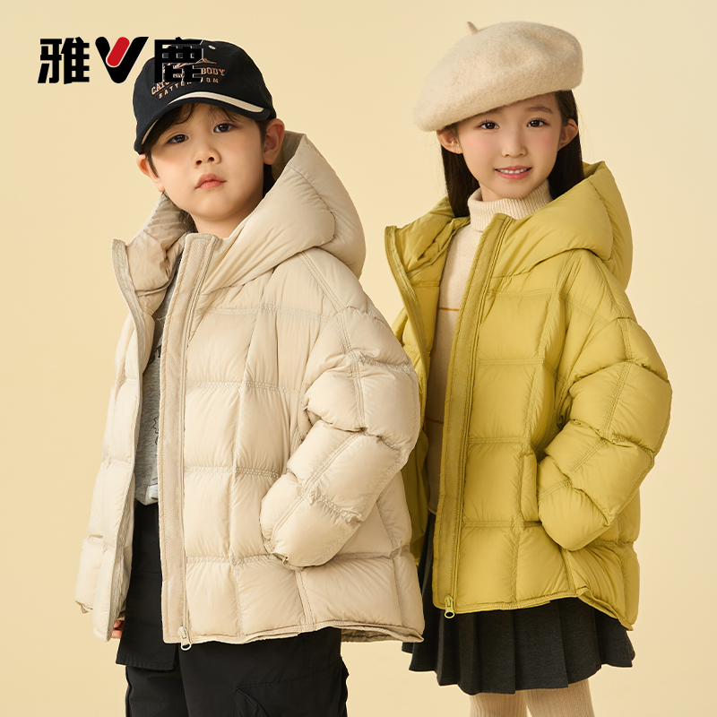 雅鹿亲子装儿童羽绒服男童女童2025新款大童洋气泡芙冬季加厚外套