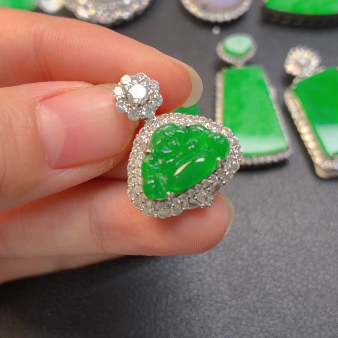 翡翠银S925镶嵌吊坠(不含链)