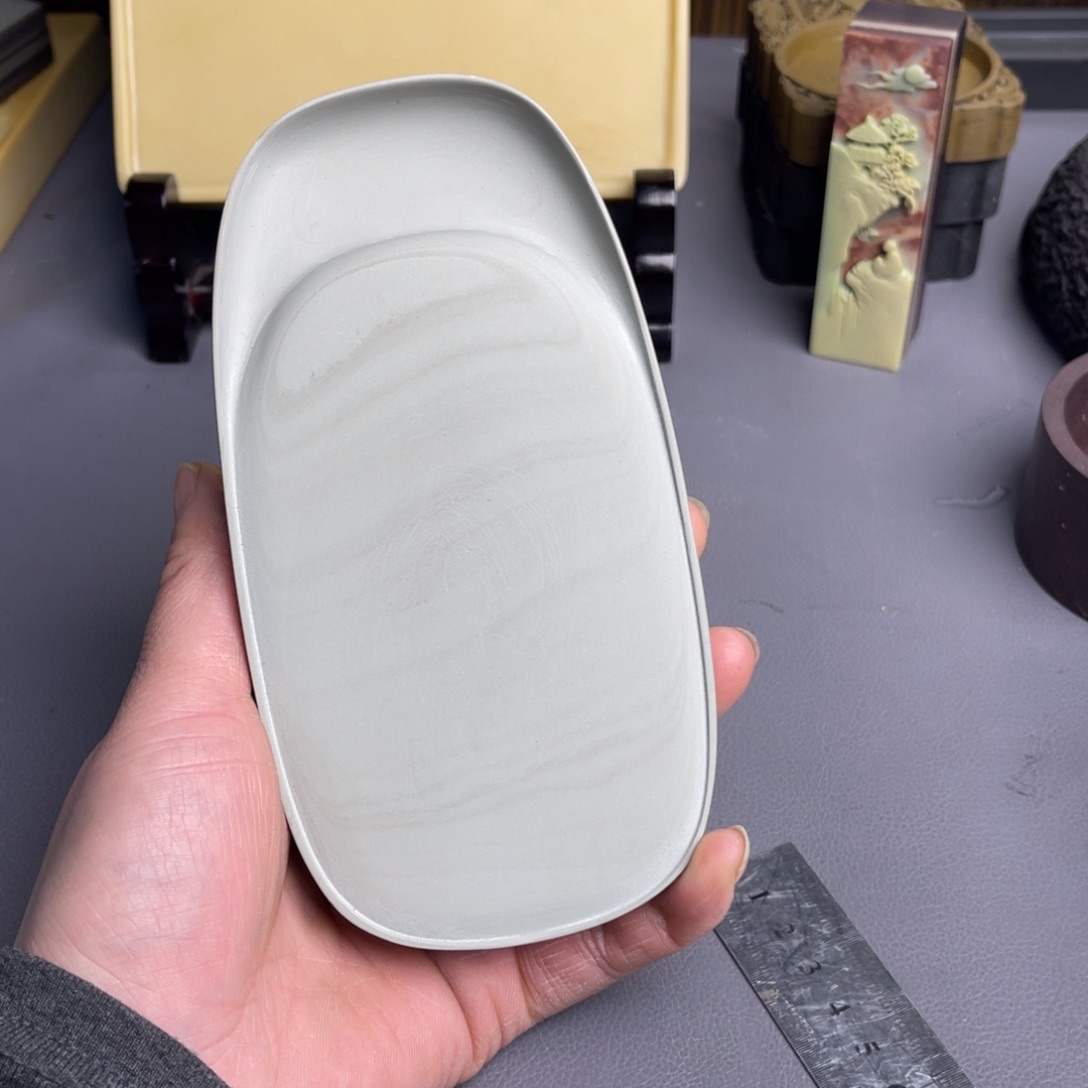 江***尘易砚顶级白玉带砚台