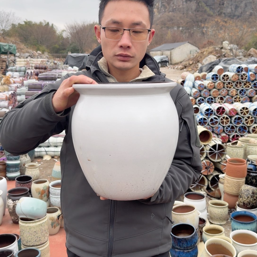 紫砂花盆口26高26（一个白色大号文林