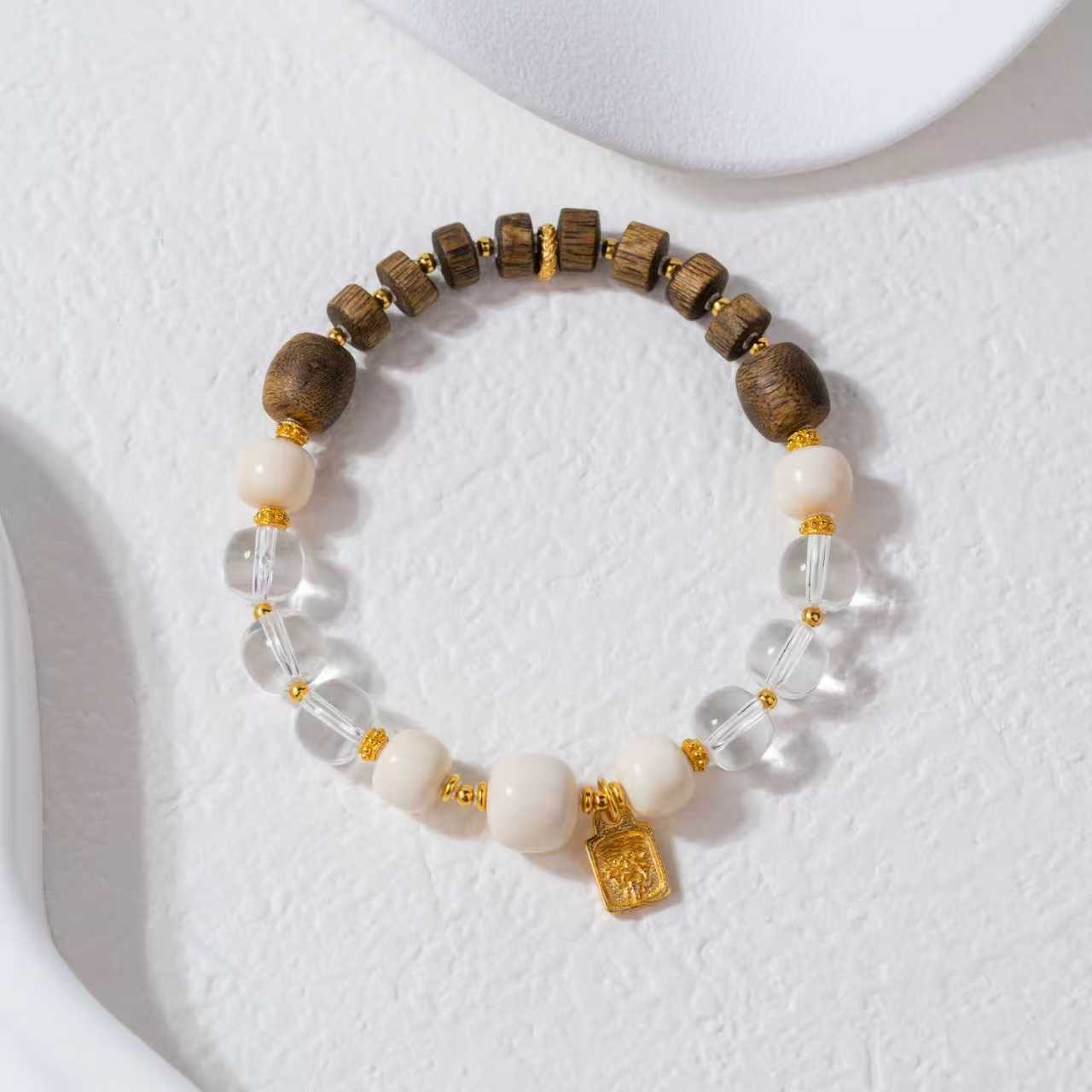 沉香【万富来】猛犸牙沉香手串925（天然珠宝多样性发其一）