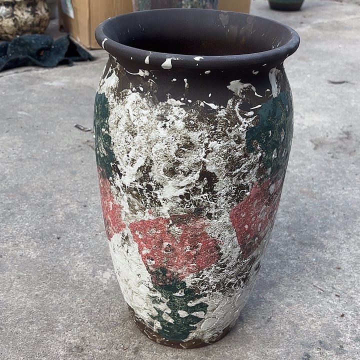 紫砂茶碗油画口径21高度41