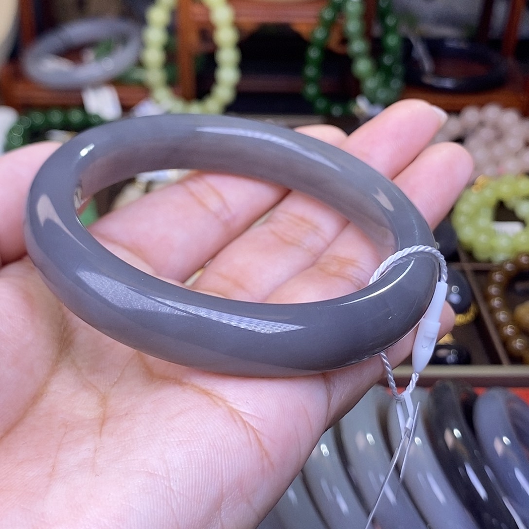 和田玉烟紫福利老料手镯59圈未镶嵌