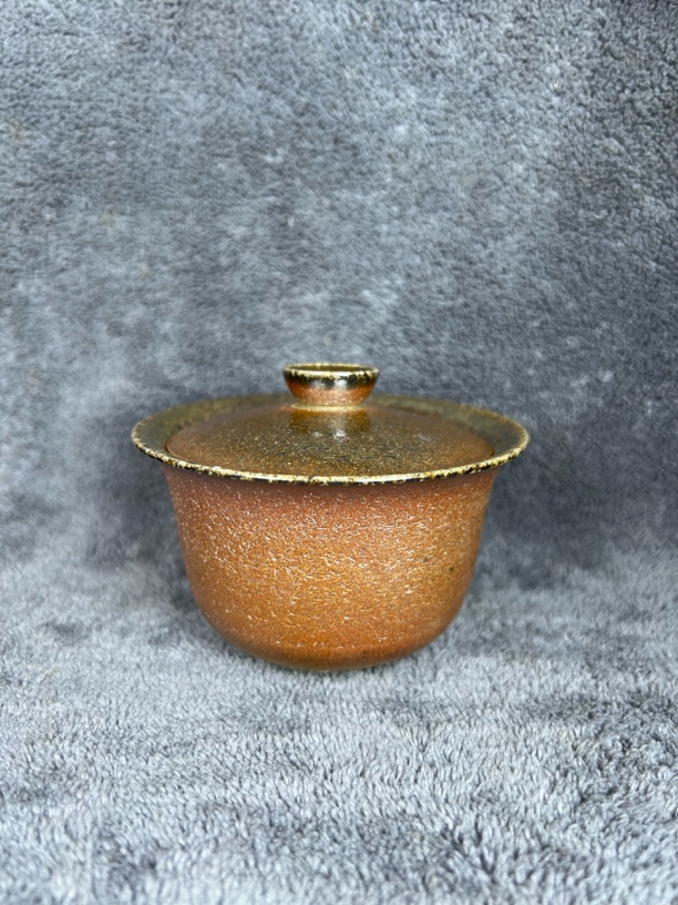 150cc开盖烧两才盖碗建水紫陶古法柴烧白泥纯手工自然落灰釉