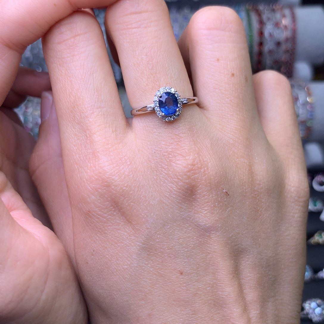 蓝宝石戒指银S925镶嵌