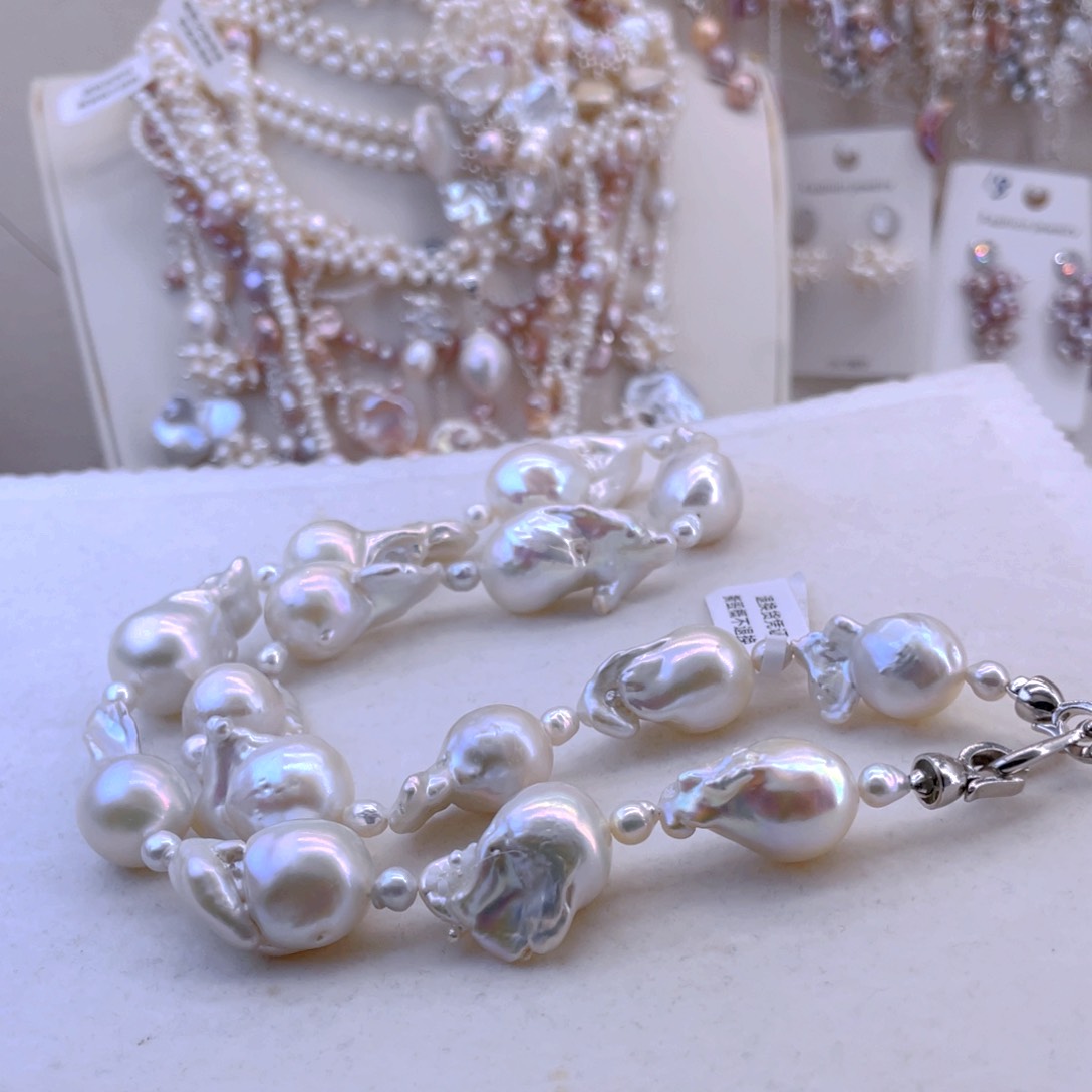 未镶嵌耳饰淡水珍珠项链