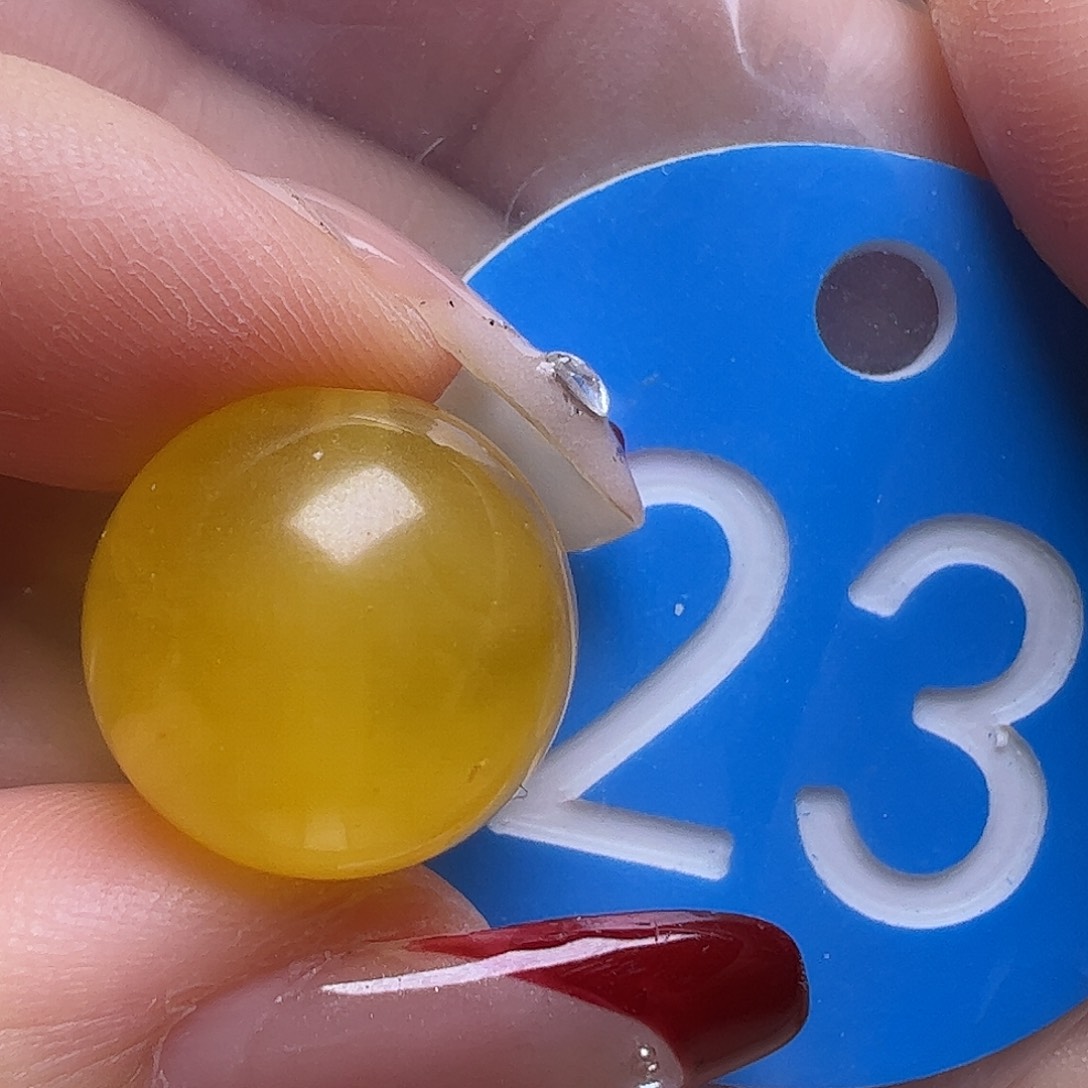 蜜蜡未镶嵌珠宝奇石微花粉14.5mm鸡油黄圆珠