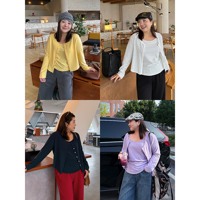 简DA组合/胖mm大码好穿日常 实用2件套上衣