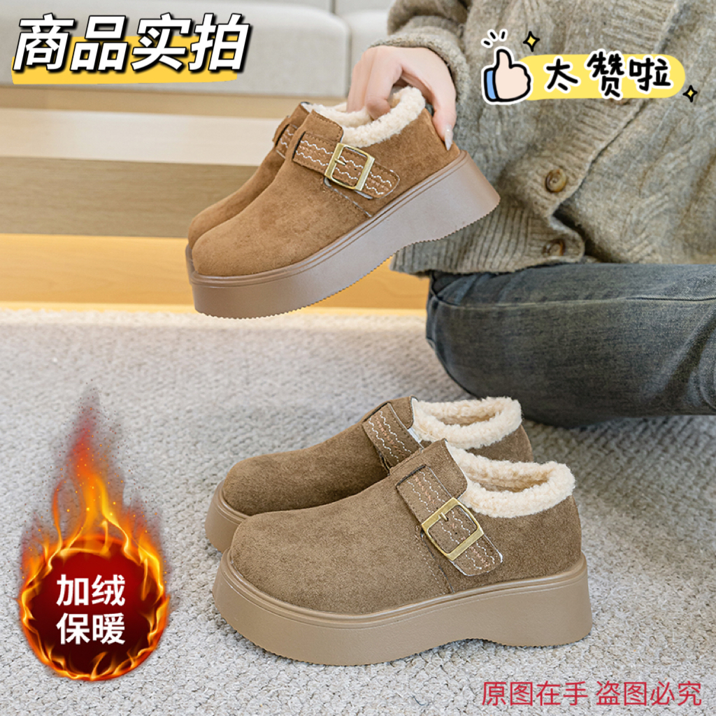 新款芒果头雪地靴复古港风休闲防滑勃肯厚底保暖冬季女款棉鞋通G