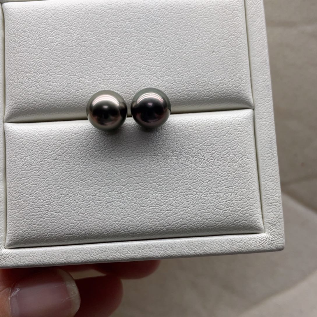 海水珍珠耳饰18K金镶嵌8-9mm