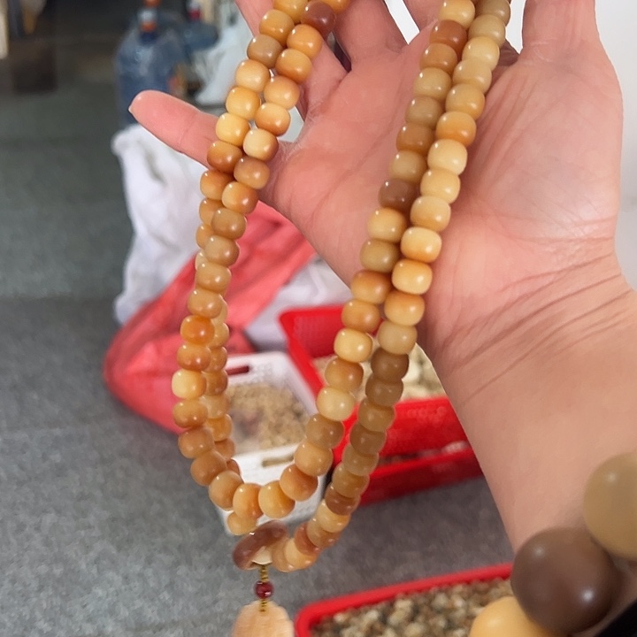 白玉菩提吊坠8×10炭烤108佛手
