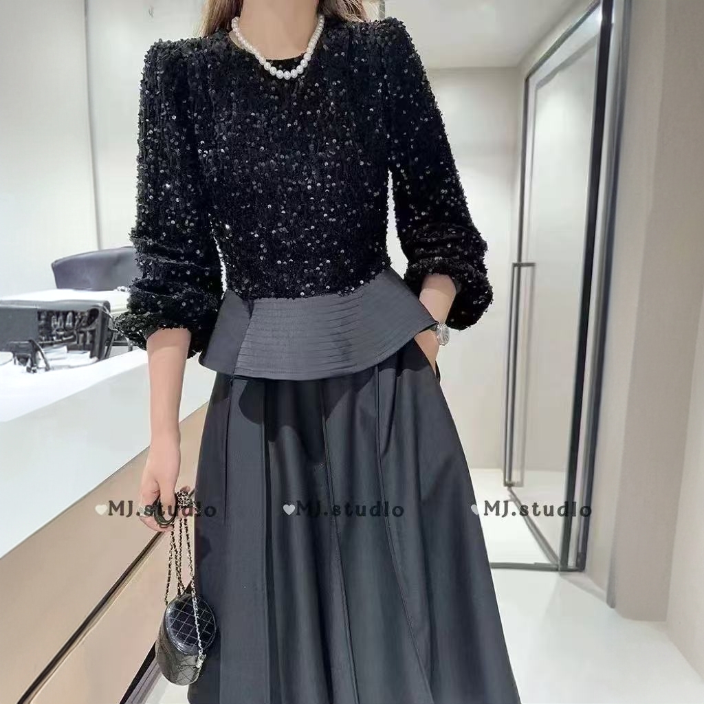 M.J 2061上亮片下裙摆上衣