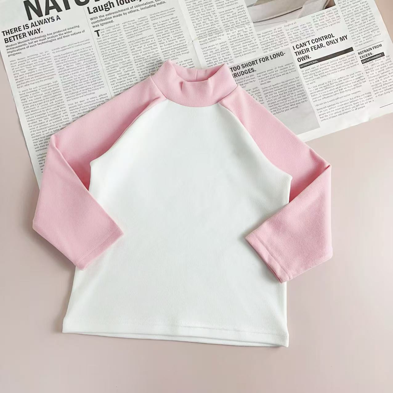 【】K050新款冬季女童时髦百搭打底卫衣儿童保暖加绒打底衫